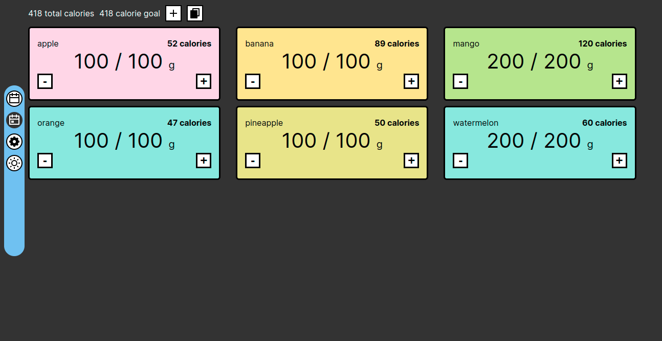 calorie tracker dark theme