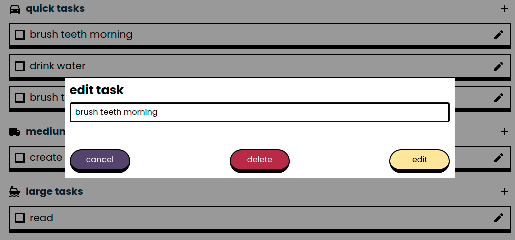 edit task modal